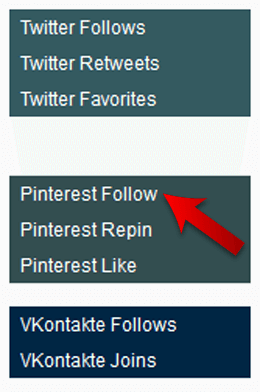 Select the Pinterest Follows feature