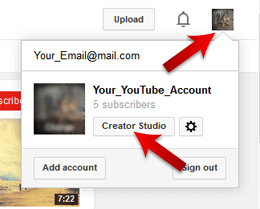 Click On the Creator Studio Button