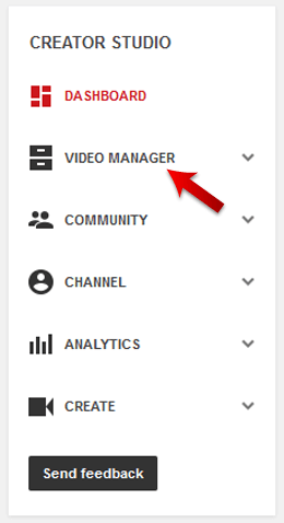 Click on the Video Manager Option