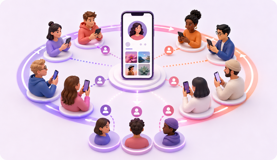 A public Instagram profile moves through structured participation from real community members