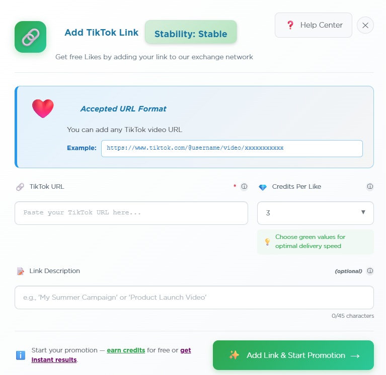 Add/Manage TikTok Likes