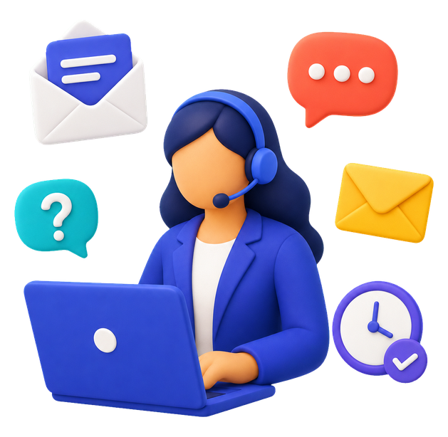 Support-Mitarbeiterin beantwortet Anfragen per E-Mail
