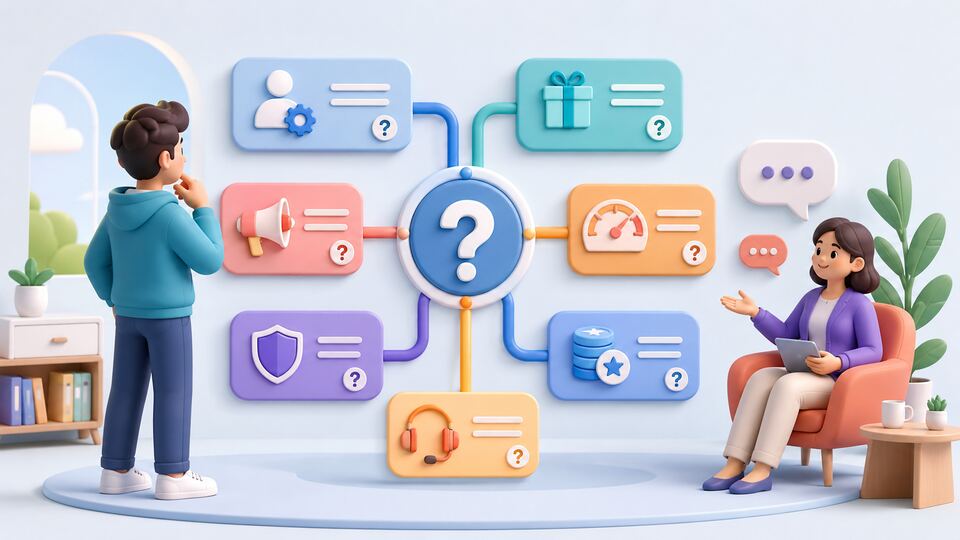 Organized help topics covering accounts, credits, campaigns, safety and support
