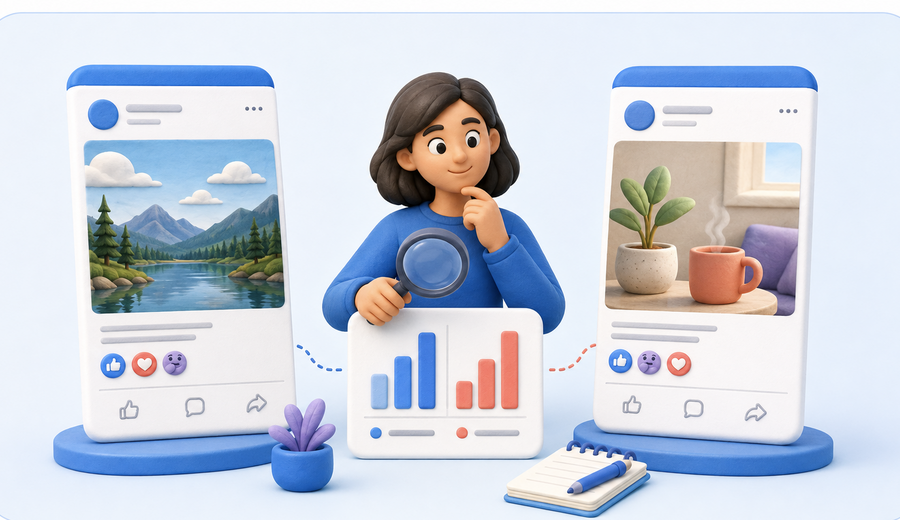 A creator compares two Facebook posts and their early engagement patterns