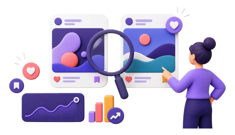 Comparing two social posts with engagement signals and performance analytics
