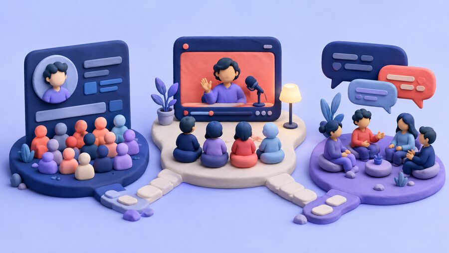 Separate visual groups for channel followers, live viewers and community engagement