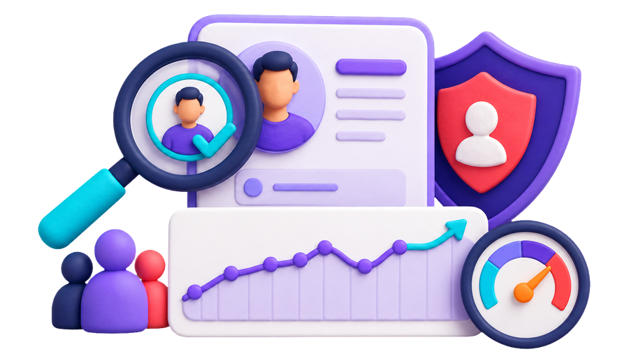 Follower quality review with real-profile check, account shield, pacing control and a gradual growth chart