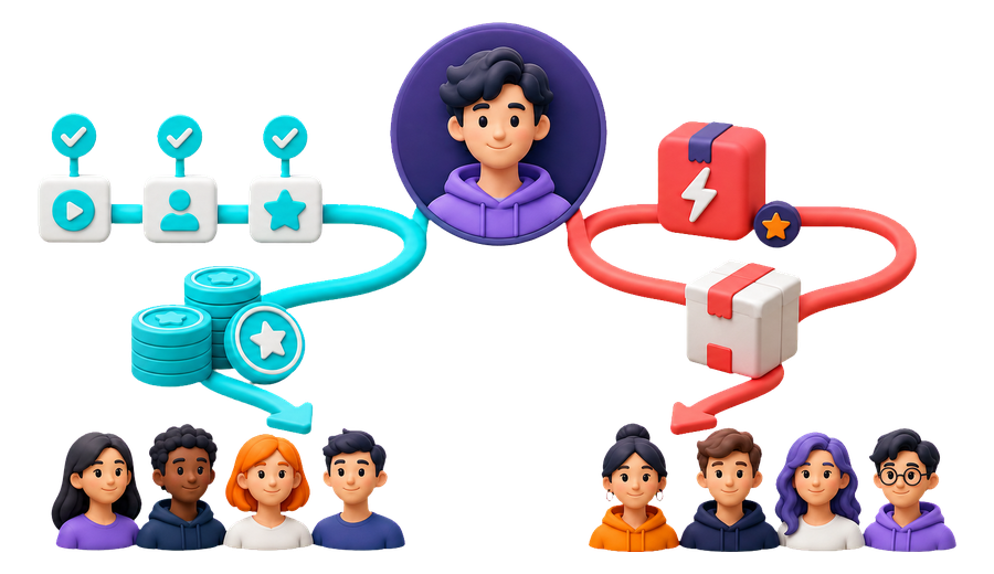 Comparison of free credit participation and an optional premium TikTok follower package