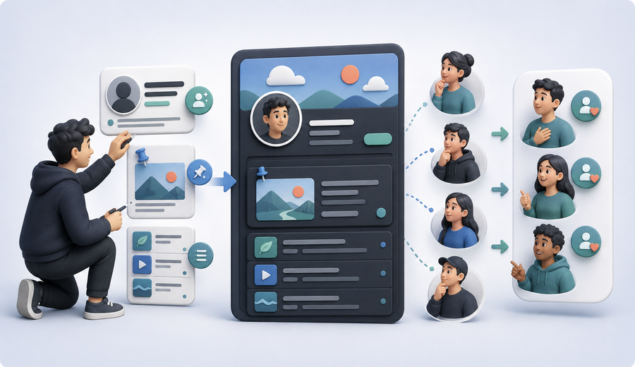A creator improves a microblog profile before visitors decide whether to follow