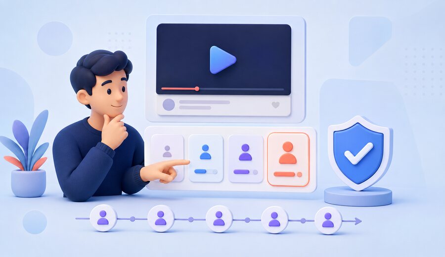 Creator selecting a measured video view package with paced delivery
